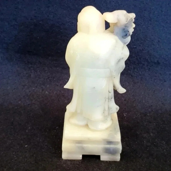 Vintage Chinese Hand Carved Soapstone Figurine Shou Lao - Picture 3 of 7